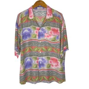 Vintage byblos watercolor floral button‎ front shirt Size 50 (L)
